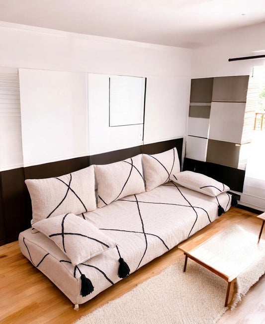 "Modern Moroccan Lounge with a Traditional Touch"